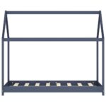 vidaXL Detský posteľný rám sivý 70x140 cm borovicový masív – Obrázok 4