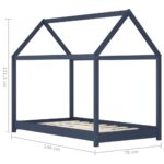 vidaXL Detský posteľný rám sivý 70x140 cm borovicový masív – Obrázok 8