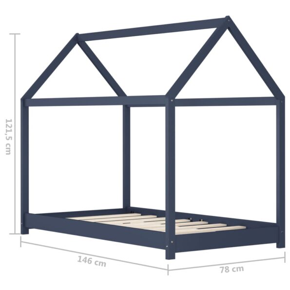 vidaXL Detský posteľný rám sivý 70x140 cm borovicový masív – Obrázok 8