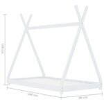 vidaXL Detský posteľný rám biely 80x160 cm borovicový masív – Obrázok 7