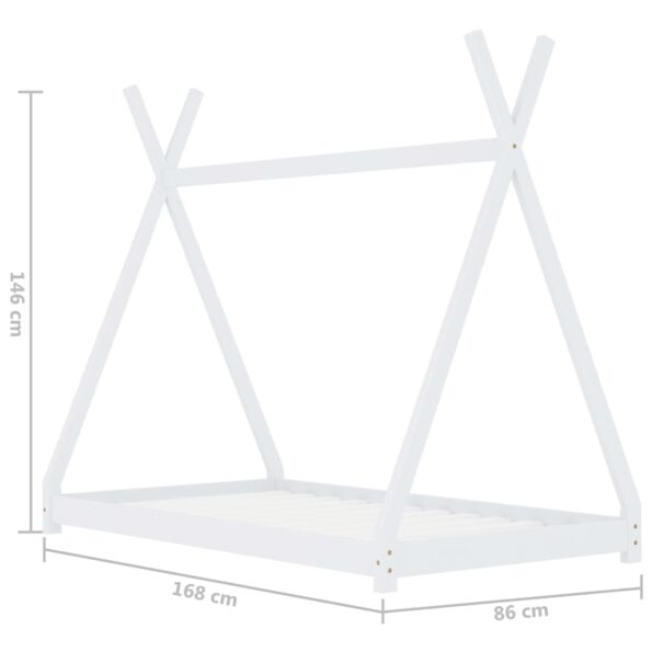 vidaXL Detský posteľný rám biely 80x160 cm borovicový masív – Obrázok 7