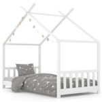 vidaXL Detský posteľný rám biely 70x140 cm borovicový masív – Obrázok 2