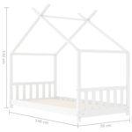 vidaXL Detský posteľný rám biely 70x140 cm borovicový masív – Obrázok 9