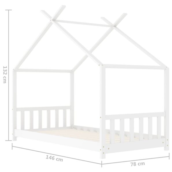 vidaXL Detský posteľný rám biely 70x140 cm borovicový masív – Obrázok 9