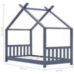 vidaXL Detský posteľný rám sivý 80x160 cm borovicový masív – Obrázok 9