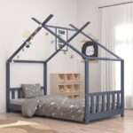 vidaXL Detský posteľný rám sivý 80x160 cm borovicový masív