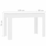 vidaXL Jedálenský stôl, biely 120x60x76 cm, kompozitné drevo – Obrázok 6