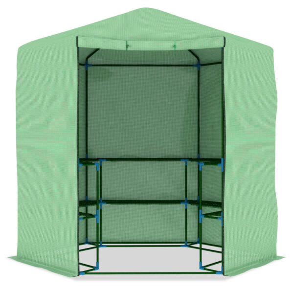 vidaXL Skleník s policami 227x223 cm oceľový – Obrázok 8