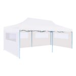 vidaXL Skladací párty stan s bočnými stenami 3x6 m oceľový biely