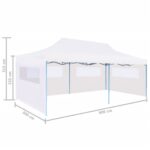 vidaXL Skladací párty stan s bočnými stenami 3x6 m oceľový biely – Obrázok 8