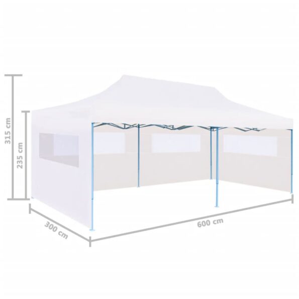 vidaXL Skladací párty stan s bočnými stenami 3x6 m oceľový biely – Obrázok 8