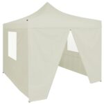 vidaXL Profesionálny skladací párty stan+4 steny 2x2 m, oceľ, krémový