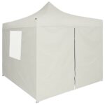 vidaXL Profesionálny skladací párty stan+4 steny 2x2 m, oceľ, krémový – Obrázok 4