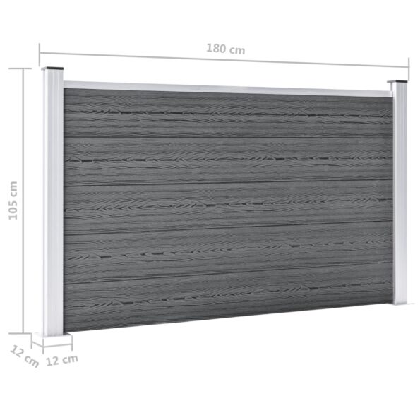 vidaXL Záhradný plot, WPC 180x105 cm, sivý – Obrázok 9