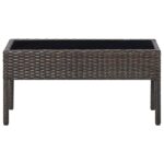 vidaXL Záhradný stôl hnedý 75x40x37 cm polyratanový – Obrázok 3