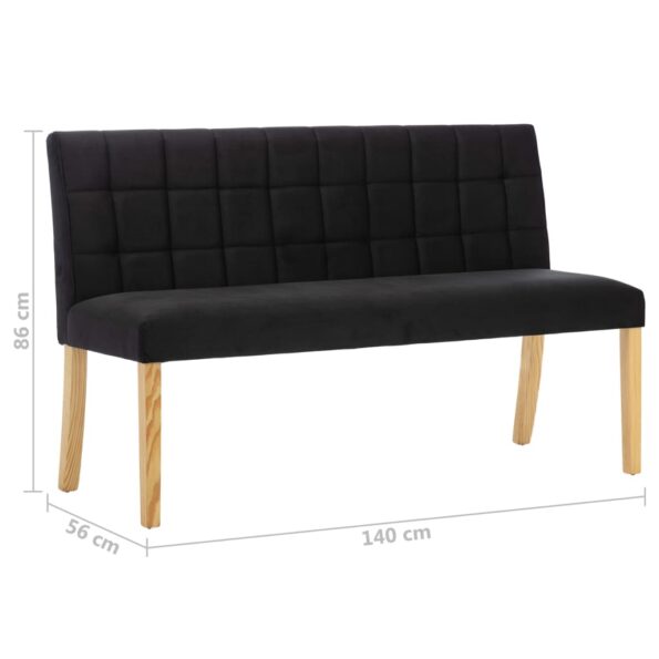 vidaXL Lavička 140 cm, čierna, zamat – Obrázok 7