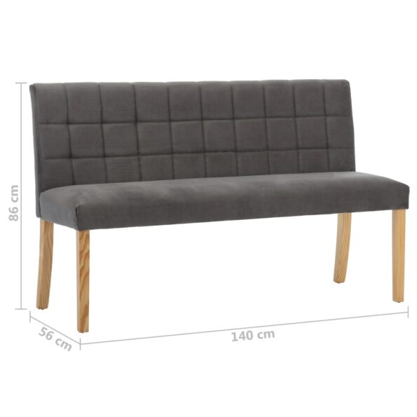 vidaXL Lavička 140 cm, sivá, zamat – Obrázok 7