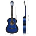 vidaXL Klasická gitara pre začiatočníkov a deti modrá 3/4 36" – Obrázok 7