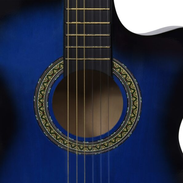 vidaXL Folková klasická gitara s výrezom, ekvalizér, 6 strún, modrá – Obrázok 5
