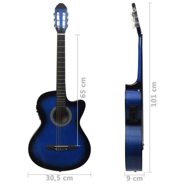 vidaXL Folková klasická gitara s výrezom, ekvalizér, 6 strún, modrá – Obrázok 8