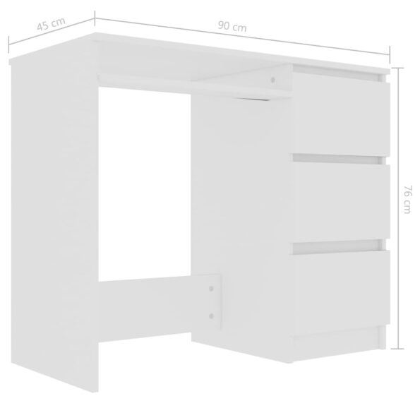 vidaXL Písací stôl, biely 90x45x76 cm, kompozitné drevo – Obrázok 6