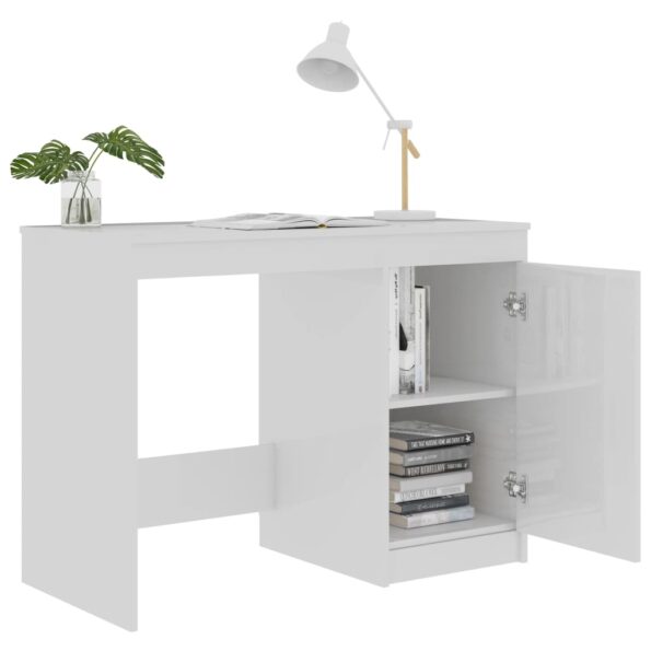 vidaXL Písací stôl, lesklý biely 100x50x76 cm, kompozitné drevo – Obrázok 5