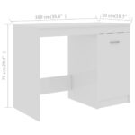 vidaXL Písací stôl, lesklý biely 100x50x76 cm, kompozitné drevo – Obrázok 9