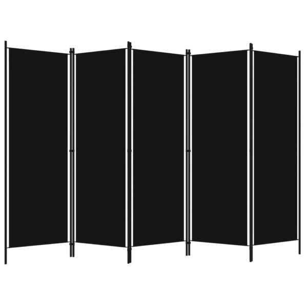 vidaXL 5-panelový paraván čierny 250x180 cm – Obrázok 2