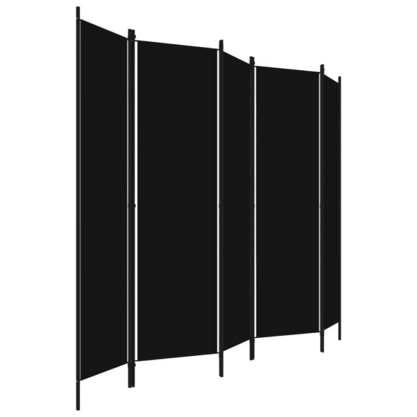 vidaXL 5-panelový paraván čierny 250x180 cm – Obrázok 3