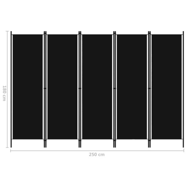 vidaXL 5-panelový paraván čierny 250x180 cm – Obrázok 6