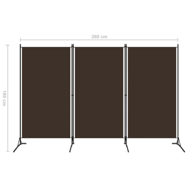 vidaXL 3-panelový paraván hnedý 260x180 cm – Obrázok 5