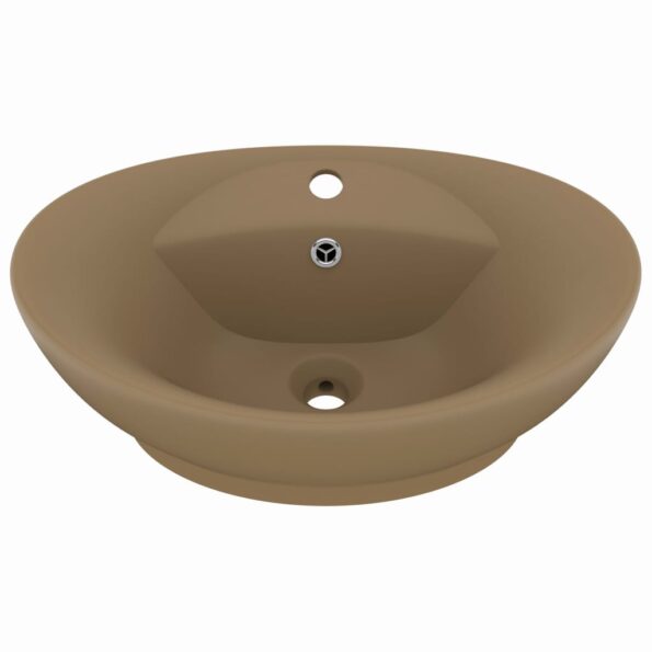vidaXL Luxusné umývadlo, prepad, matné krémové 58,5x39 cm, keramika – Obrázok 2
