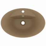 vidaXL Luxusné umývadlo, prepad, matné krémové 58,5x39 cm, keramika – Obrázok 4