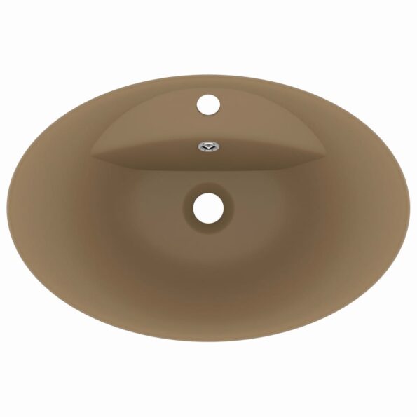 vidaXL Luxusné umývadlo, prepad, matné krémové 58,5x39 cm, keramika – Obrázok 4