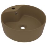 vidaXL Luxusné umývadlo, prepad, matné krémové 36x13 cm, keramika – Obrázok 2
