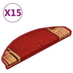 vidaXL Samolepiace nášľapy na schody 15 ks, červené 65x21x4 cm – Obrázok 2