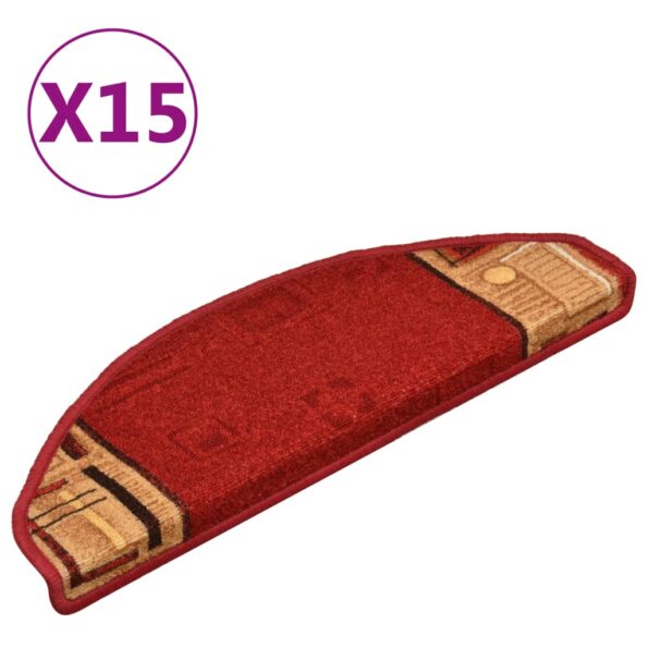 vidaXL Samolepiace nášľapy na schody 15 ks, červené 65x21x4 cm – Obrázok 2