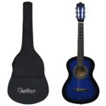 vidaXL Klasická gitara pre začiatočníkov a deti s taškou modrá 1/2 34"