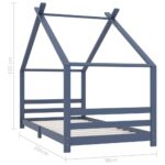 vidaXL Rám detskej postele sivý 90x200 cm borovicový masív – Obrázok 7