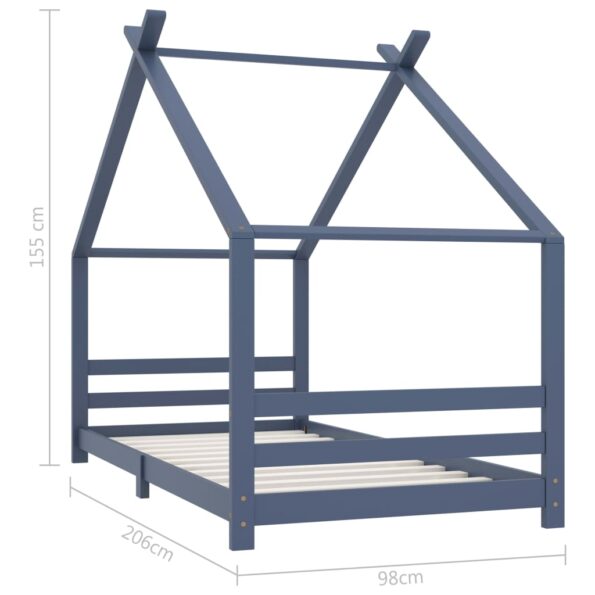 vidaXL Rám detskej postele sivý 90x200 cm borovicový masív – Obrázok 7