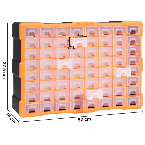 vidaXL Organizér so 64 zásuvkami 52x16x37,5 cm – Obrázok 9