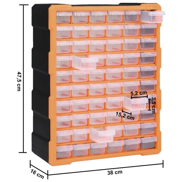 vidaXL Organizér so 60 zásuvkami 38x16x47,5 cm – Obrázok 9