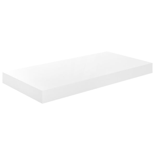 vidaXL Plávajúce nástenné police 2 ks, lesklé biele 50x23x3,8 cm, MDF – Obrázok 4