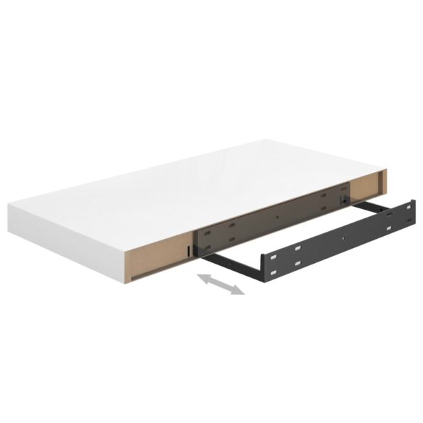 vidaXL Plávajúce nástenné police 2 ks, lesklé biele 50x23x3,8 cm, MDF – Obrázok 8