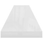 vidaXL Plávajúce nástenné police 4ks, lesklé biele 120x23,5x3,8cm, MDF – Obrázok 6