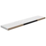 vidaXL Plávajúce nástenné police 4ks, lesklé biele 120x23,5x3,8cm, MDF – Obrázok 7