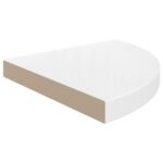 vidaXL Plávajúca rohová polica, lesklá biela 35x35x3,8 cm, MDF – Obrázok 4