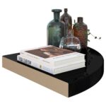 vidaXL Plávajúce rohové police 2 ks, lesklé čierne 35x35x3,8 cm, MDF – Obrázok 3
