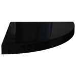vidaXL Plávajúce rohové police 2 ks, lesklé čierne 35x35x3,8 cm, MDF – Obrázok 4