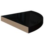 vidaXL Plávajúce rohové police 2 ks, lesklé čierne 35x35x3,8 cm, MDF – Obrázok 5